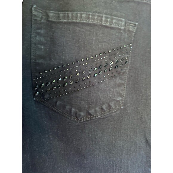 NYDJ Black Straight Leg Jeans Beaded Back Pockets- Size 8 EUC - Picture 3 of 7